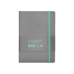 CUADERNO CON GOMILLA ANTARTIK NOTES TAPA BLANDA A5 HOJAS PUNTOS GRIS Y TURQUESA 80 HOJAS 80 GR FSC