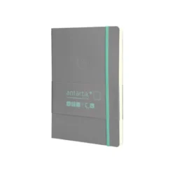 CUADERNO CON GOMILLA ANTARTIK NOTES TAPA BLANDA A5 HOJAS PUNTOS GRIS Y TURQUESA 80 HOJAS 80 GR FSC