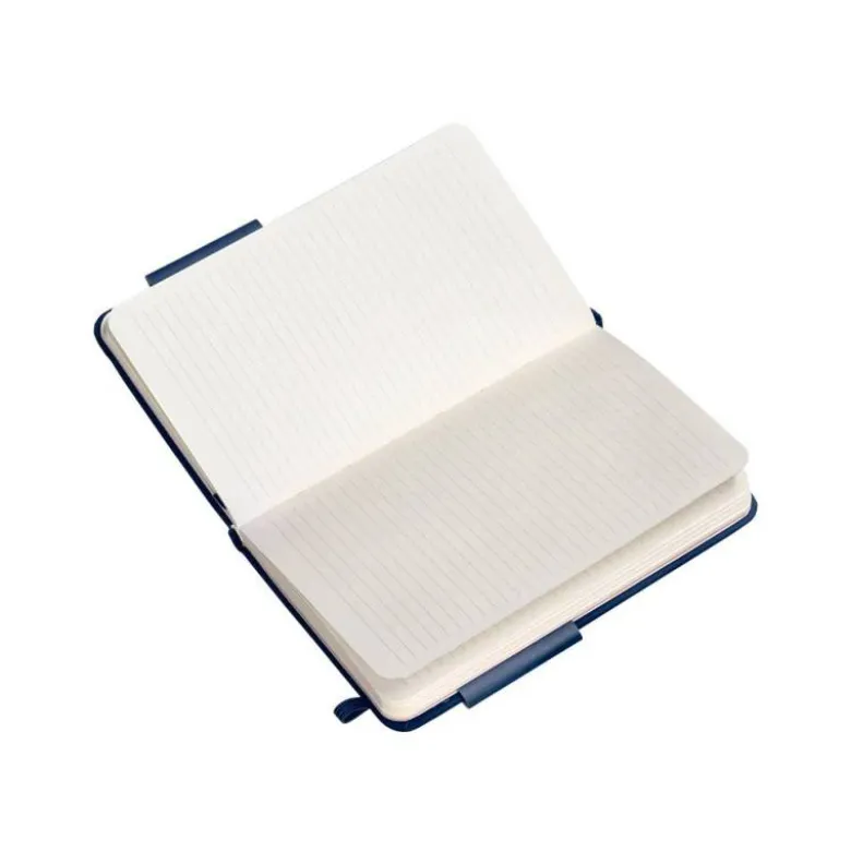 CUADERNO CON GOMILLA ANTARTIK NOTES TAPA DURA A6 HOJAS RAYAS AZUL MARINO 100 HOJAS 80 GR FSC