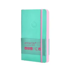 CUADERNO CON GOMILLA ANTARTIK NOTES TAPA BLANDA A6 RAYAS ROSA Y TURQUESA 100 HOJAS 80 GR FSC