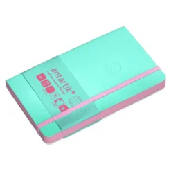 CUADERNO CON GOMILLA ANTARTIK NOTES TAPA BLANDA A6 RAYAS ROSA Y TURQUESA 100 HOJAS 80 GR FSC