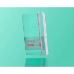 CUADERNO CON GOMILLA ANTARTIK NOTES TAPA BLANDA A6 RAYAS ROSA Y TURQUESA 100 HOJAS 80 GR FSC