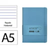 CUADERNO CON GOMILLA ANTARTIK NOTES TAPA DURA A5 HOJAS RAYAS AZUL CLARO 100 HOJAS 80 GR FSC