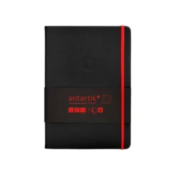 CUADERNO CON GOMILLA ANTARTIK NOTES TAPA DURA A5 HOJAS RAYAS NEGRO Y ROJO 100 HOJAS 80 GR FSC
