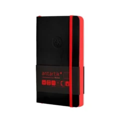 CUADERNO CON GOMILLA ANTARTIK NOTES TAPA BLANDA A6 RAYAS NEGRO Y ROJO 100 HOJAS 80 GR FSC