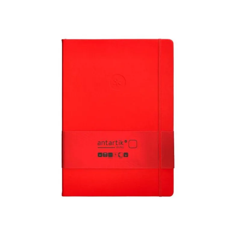 CUADERNO CON GOMILLA ANTARTIK NOTES TAPA DURA A4 HOJAS LISAS ROJO 100 HOJAS 80 GR FSC