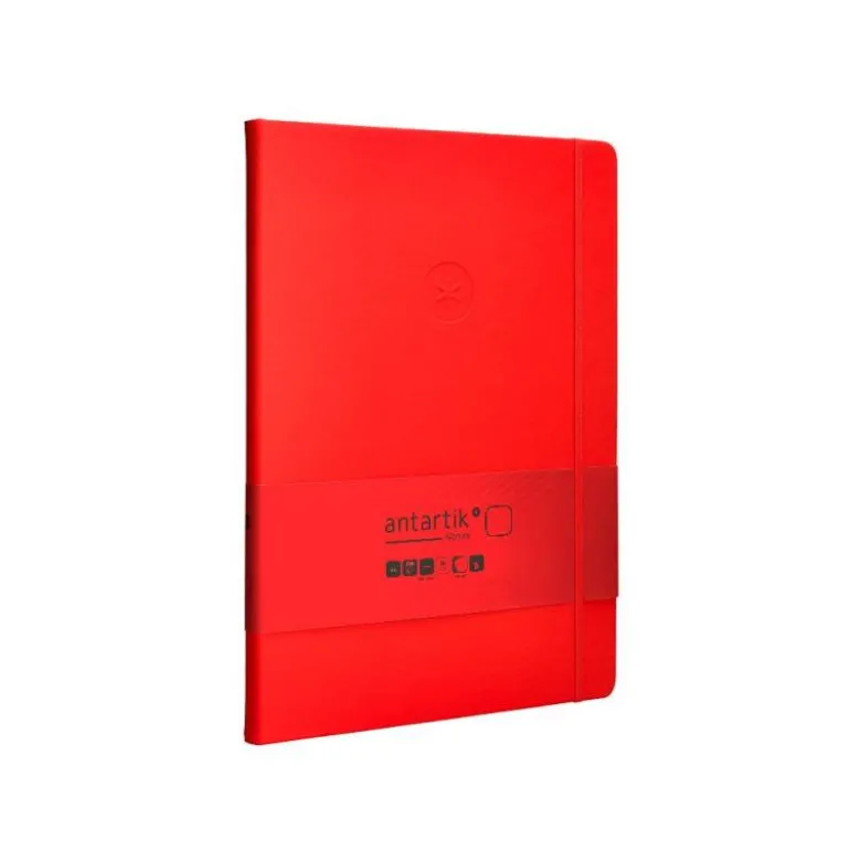 CUADERNO CON GOMILLA ANTARTIK NOTES TAPA DURA A4 HOJAS LISAS ROJO 100 HOJAS 80 GR FSC