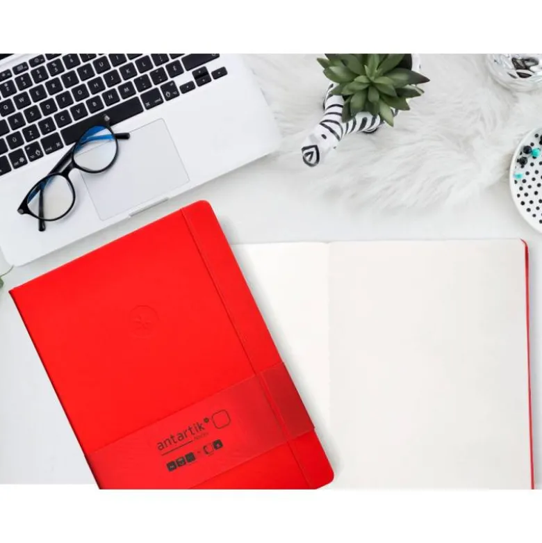 CUADERNO CON GOMILLA ANTARTIK NOTES TAPA DURA A4 HOJAS LISAS ROJO 100 HOJAS 80 GR FSC