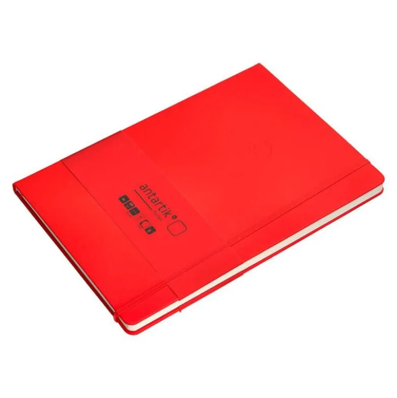 CUADERNO CON GOMILLA ANTARTIK NOTES TAPA DURA A4 HOJAS LISAS ROJO 100 HOJAS 80 GR FSC