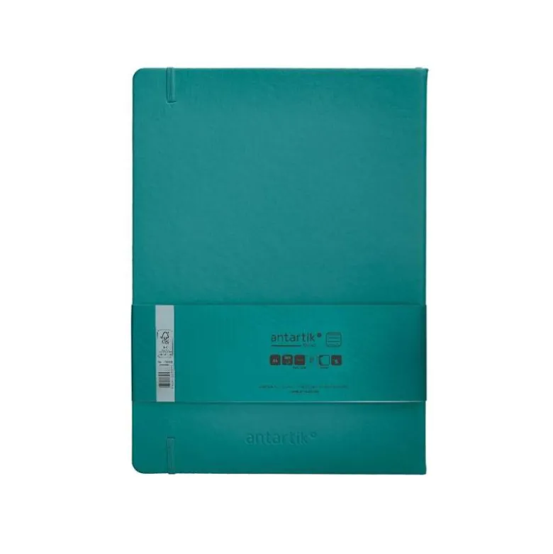 CUADERNO CON GOMILLA ANTARTIK NOTES TAPA DURA A4 HOJAS RAYAS VERDE AGUAMARINA 100 HOJAS 80 GR FSC