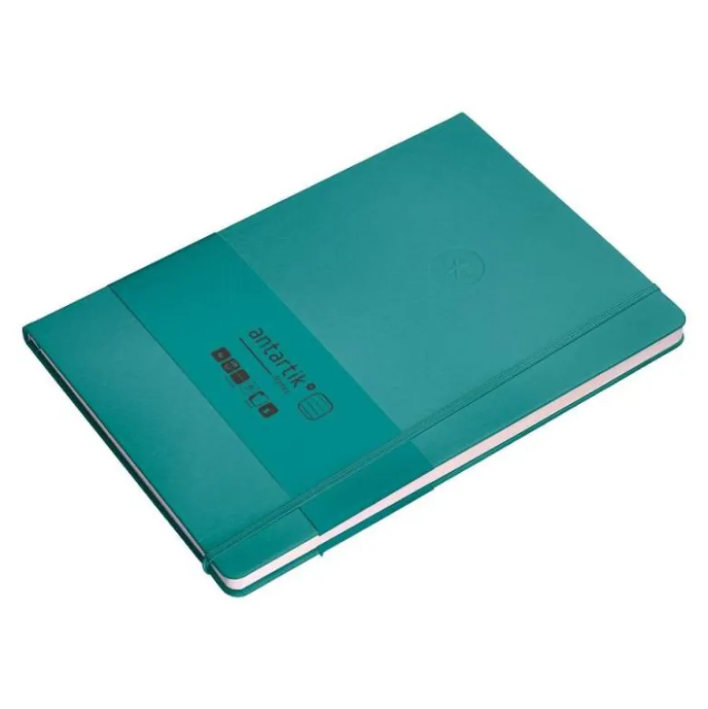 CUADERNO CON GOMILLA ANTARTIK NOTES TAPA DURA A4 HOJAS RAYAS VERDE AGUAMARINA 100 HOJAS 80 GR FSC