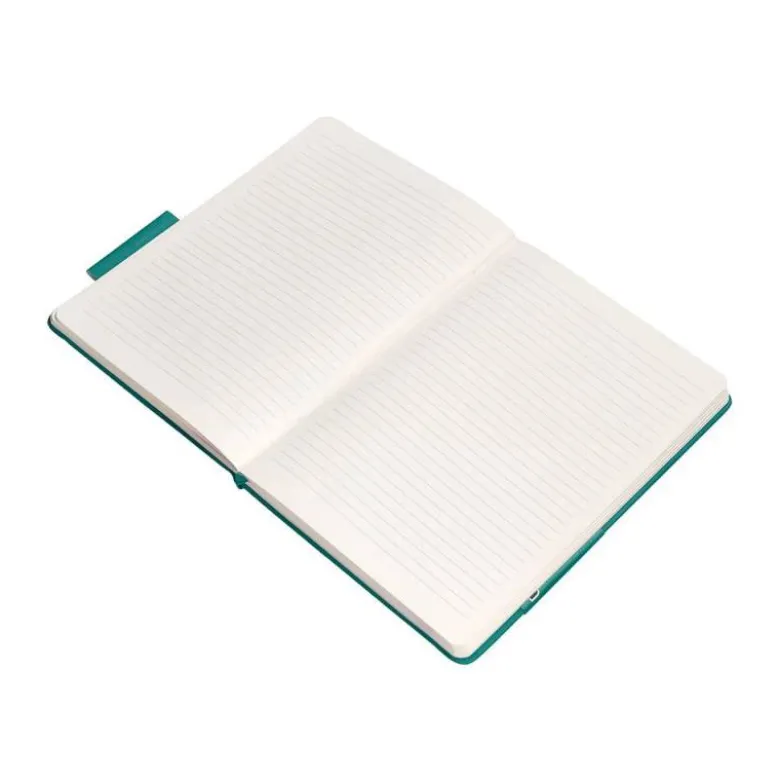 CUADERNO CON GOMILLA ANTARTIK NOTES TAPA DURA A4 HOJAS RAYAS VERDE AGUAMARINA 100 HOJAS 80 GR FSC