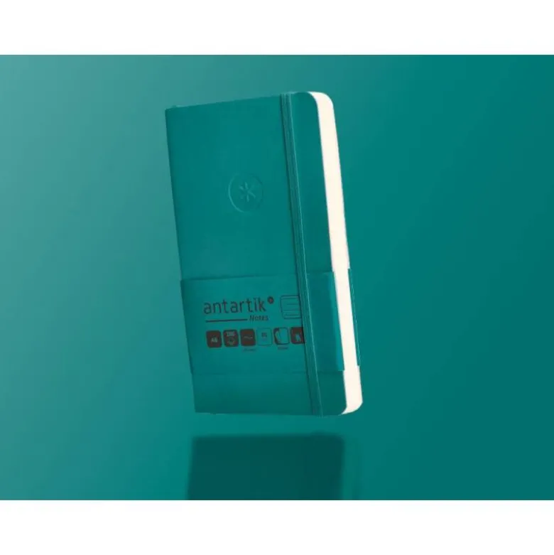 CUADERNO CON GOMILLA ANTARTIK NOTES TAPA BLANDA A6 RAYAS VERDE AGUAMARINA 100 HOJAS 80 GR FSC