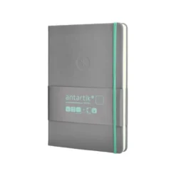 CUADERNO CON GOMILLA ANTARTIK NOTES TAPA DURA A5 HOJAS PUNTOS GRIS Y TURQUESA 100 HOJAS 80 GR FSC