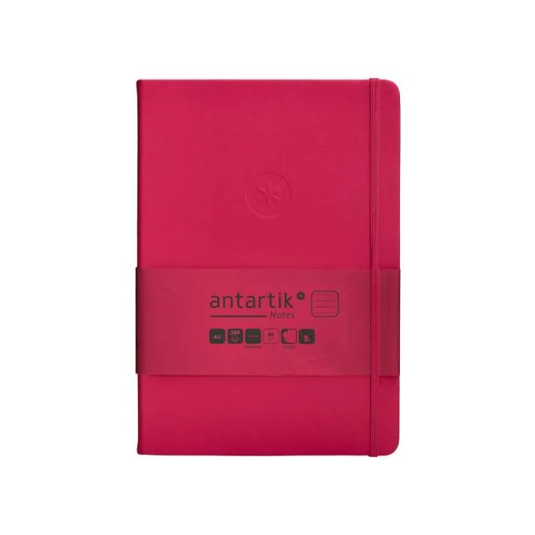 CUADERNO CON GOMILLA ANTARTIK NOTES TAPA DURA A5 HOJAS RAYAS BURDEOS 100 HOJAS 80 GR FSC