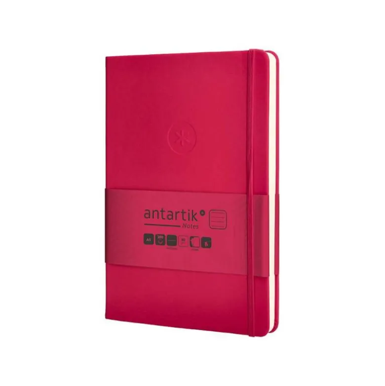 CUADERNO CON GOMILLA ANTARTIK NOTES TAPA DURA A5 HOJAS RAYAS BURDEOS 100 HOJAS 80 GR FSC