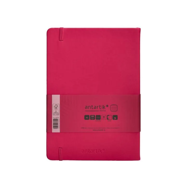 CUADERNO CON GOMILLA ANTARTIK NOTES TAPA DURA A5 HOJAS RAYAS BURDEOS 100 HOJAS 80 GR FSC