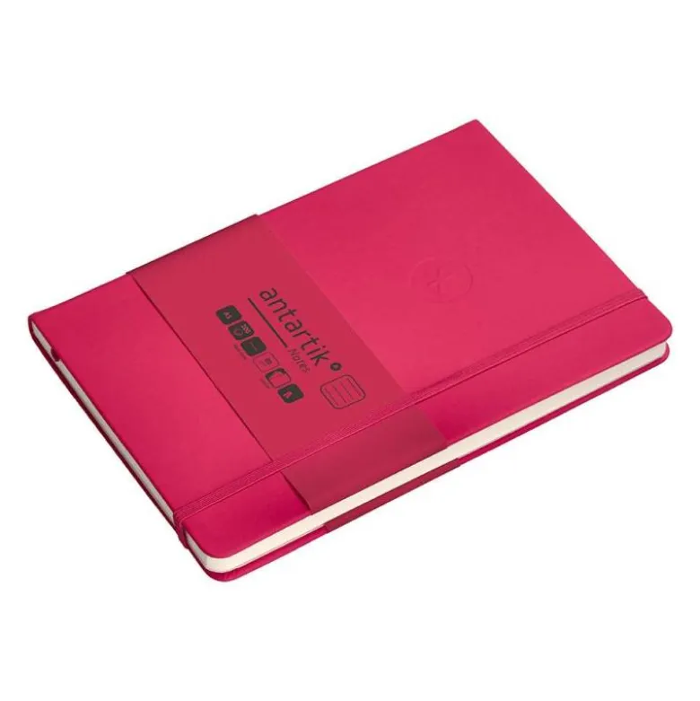 CUADERNO CON GOMILLA ANTARTIK NOTES TAPA DURA A5 HOJAS RAYAS BURDEOS 100 HOJAS 80 GR FSC