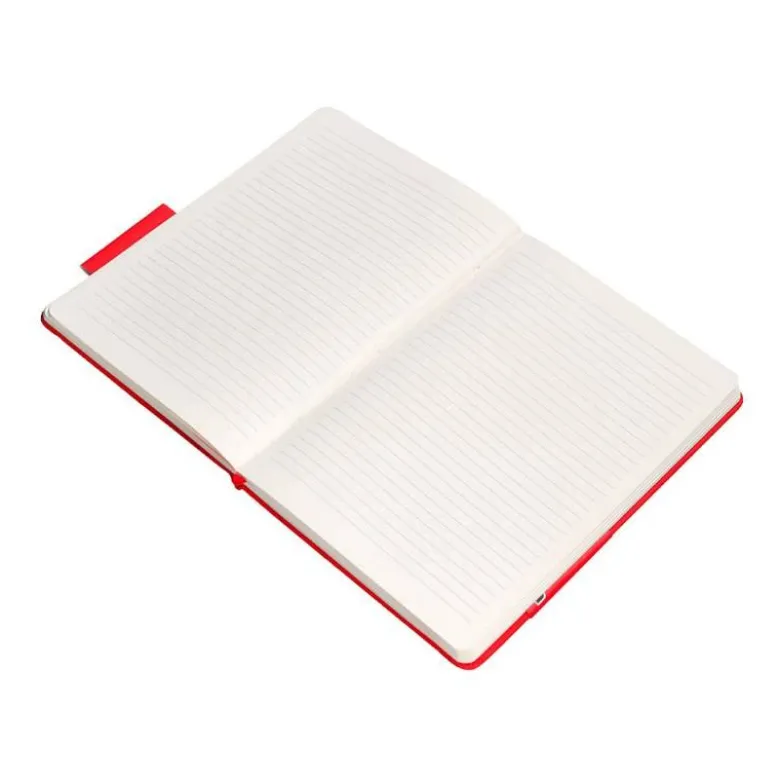 CUADERNO CON GOMILLA ANTARTIK NOTES TAPA DURA A5 HOJAS RAYAS ROJO 100 HOJAS 80 GR FSC