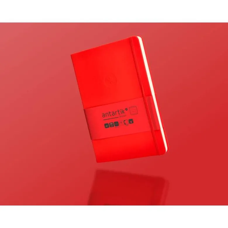 CUADERNO CON GOMILLA ANTARTIK NOTES TAPA DURA A5 HOJAS RAYAS ROJO 100 HOJAS 80 GR FSC