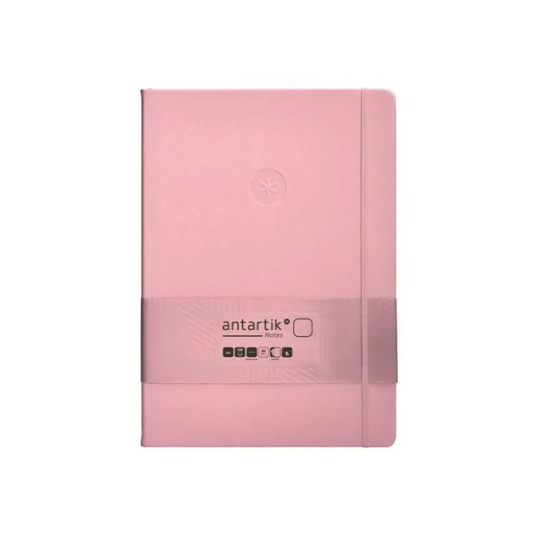 CUADERNO CON GOMILLA ANTARTIK NOTES TAPA DURA A4 HOJAS LISAS ROSA PASTEL 100 HOJAS 80 GR FSC