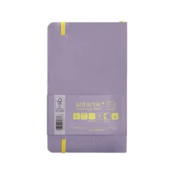 CUADERNO CON GOMILLA ANTARTIK NOTES TAPA BLANDA A6 RAYAS MORADO Y AMARILLO 100 HOJAS 80 GR FSC