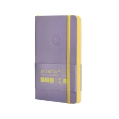 CUADERNO CON GOMILLA ANTARTIK NOTES TAPA BLANDA A6 RAYAS MORADO Y AMARILLO 100 HOJAS 80 GR FSC