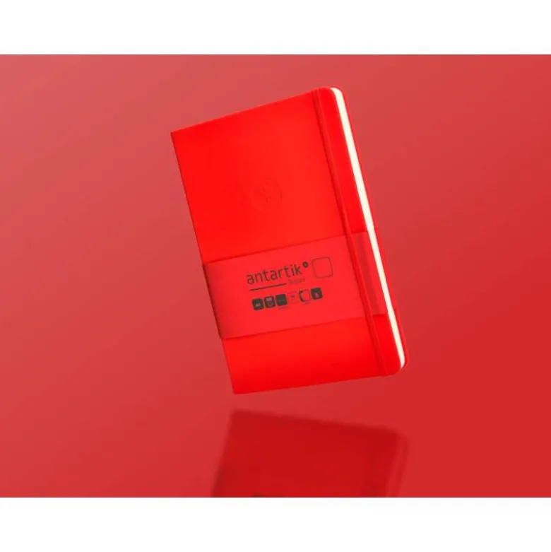 CUADERNO CON GOMILLA ANTARTIK NOTES TAPA DURA A5 HOJAS LISAS ROJO 100 HOJAS 80 GR FSC