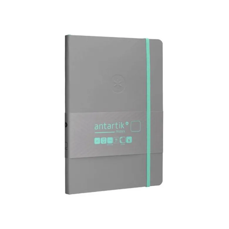 CUADERNO CON GOMILLA ANTARTIK NOTES TAPA BLANDA A5 HOJAS LISAS GRIS Y TURQUESA 80 HOJAS 80 GR FSC