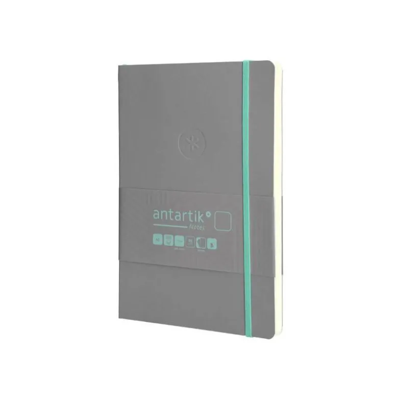 CUADERNO CON GOMILLA ANTARTIK NOTES TAPA BLANDA A5 HOJAS LISAS GRIS Y TURQUESA 80 HOJAS 80 GR FSC