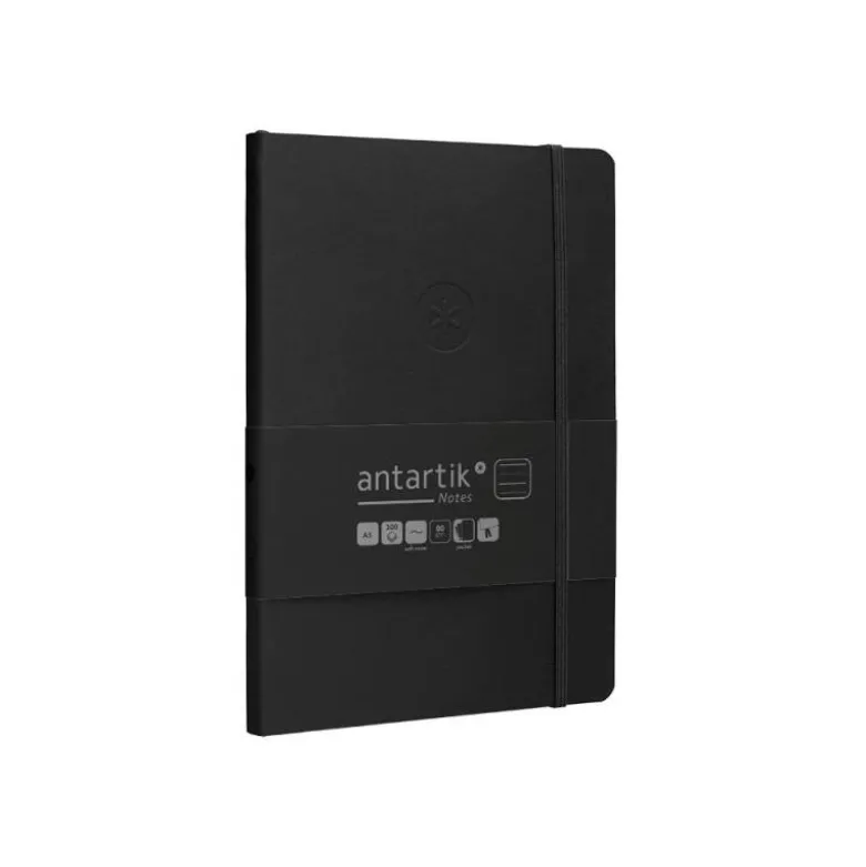 CUADERNO CON GOMILLA ANTARTIK NOTES TAPA BLANDA A5 HOJAS RAYAS NEGRO 80 HOJAS 80 GR FSC