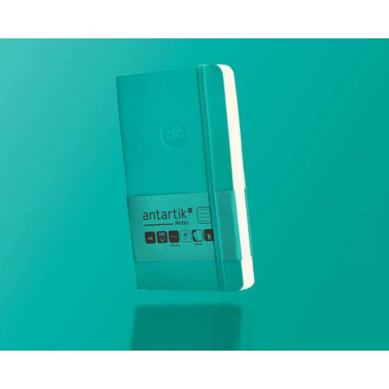 CUADERNO CON GOMILLA ANTARTIK NOTES TAPA BLANDA A6 RAYAS TURQUESA 100 HOJAS 80 GR FSC