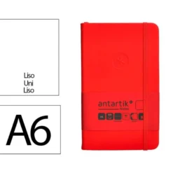 CUADERNO CON GOMILLA ANTARTIK NOTES TAPA DURA A6 HOJAS LISAS ROJO 100 HOJAS 80 GR FSC