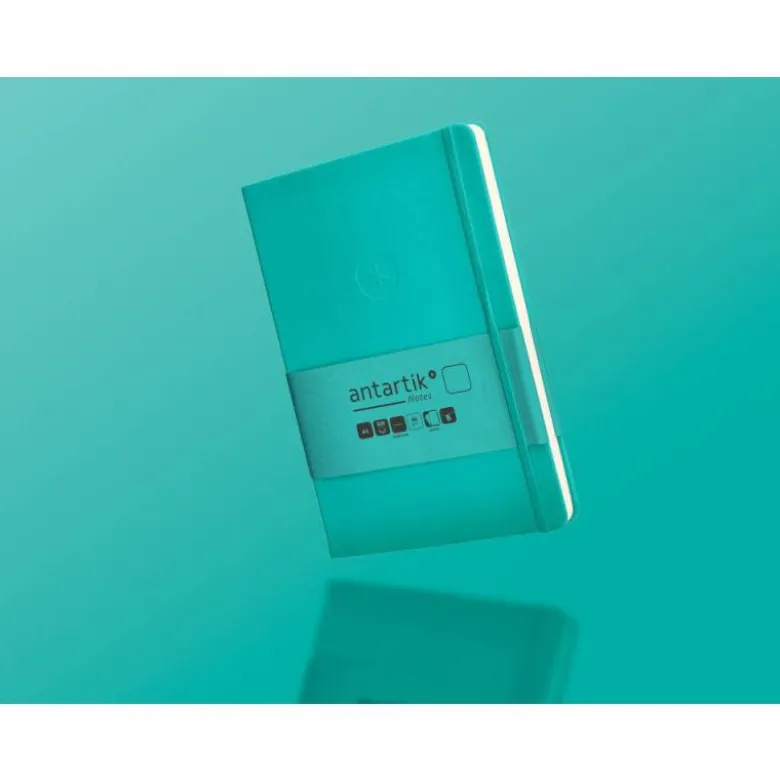 CUADERNO CON GOMILLA ANTARTIK NOTES TAPA DURA A5 HOJAS LISAS TURQUESA 100 HOJAS 80 GR FSC