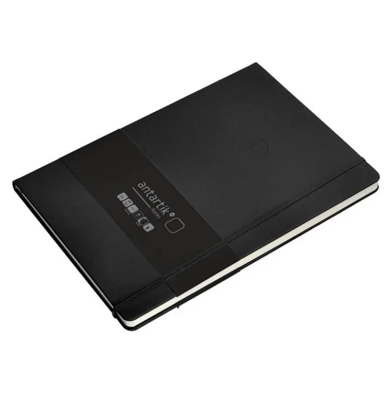 CUADERNO CON GOMILLA ANTARTIK NOTES TAPA DURA A4 HOJAS LISAS NEGRO 100 HOJAS 80 GR FSC