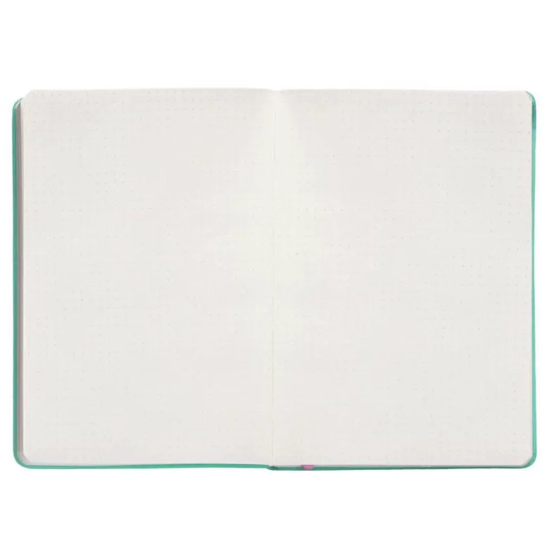 CUADERNO CON GOMILLA ANTARTIK NOTES TAPA DURA A5 HOJAS PUNTOS ROSA Y TURQUESA 100 HOJAS 80 GR FSC