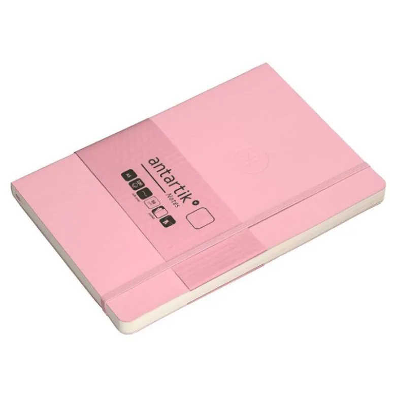 CUADERNO CON GOMILLA ANTARTIK NOTES TAPA BLANDA A5 HOJAS LISAS ROSA PASTEL 80 HOJAS 80 GR FSC