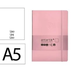 CUADERNO CON GOMILLA ANTARTIK NOTES TAPA BLANDA A5 HOJAS LISAS ROSA PASTEL 80 HOJAS 80 GR FSC