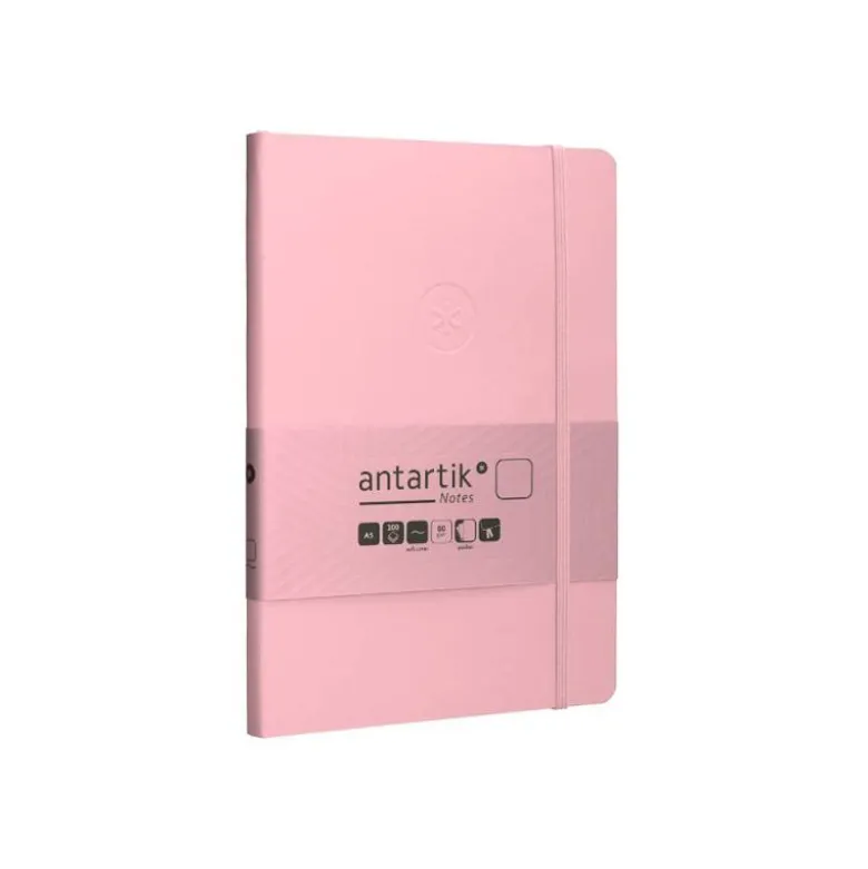 CUADERNO CON GOMILLA ANTARTIK NOTES TAPA BLANDA A5 HOJAS LISAS ROSA PASTEL 80 HOJAS 80 GR FSC