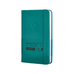 CUADERNO CON GOMILLA ANTARTIK NOTES TAPA DURA A6 HOJAS CUADRICULA VERDE AGUAMARINA 100 HOJAS 80 GR