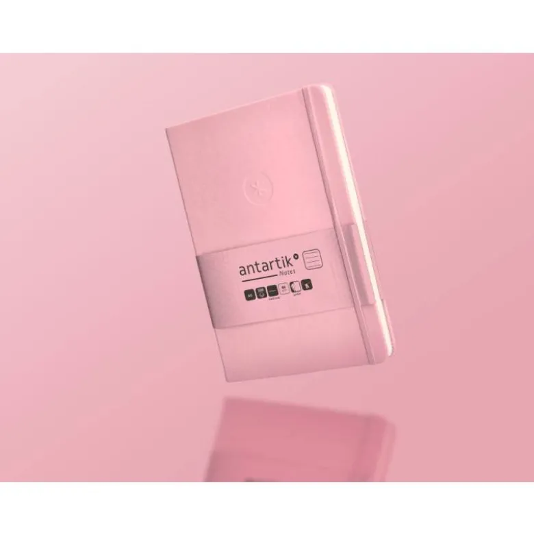 CUADERNO CON GOMILLA ANTARTIK NOTES TAPA DURA A5 HOJAS RAYAS ROSA PASTEL 100 HOJAS 80 GR FSC