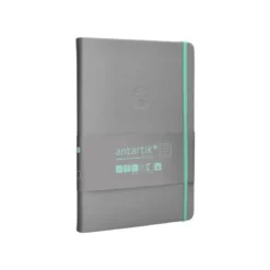 CUADERNO CON GOMILLA ANTARTIK NOTES TAPA DURA A5 HOJAS RAYAS GRIS Y TURQUESA 100 HOJAS 80 GR FSC
