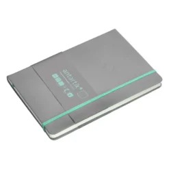 CUADERNO CON GOMILLA ANTARTIK NOTES TAPA DURA A5 HOJAS RAYAS GRIS Y TURQUESA 100 HOJAS 80 GR FSC