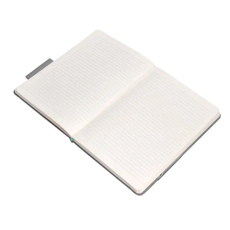 CUADERNO CON GOMILLA ANTARTIK NOTES TAPA DURA A5 HOJAS RAYAS GRIS Y TURQUESA 100 HOJAS 80 GR FSC
