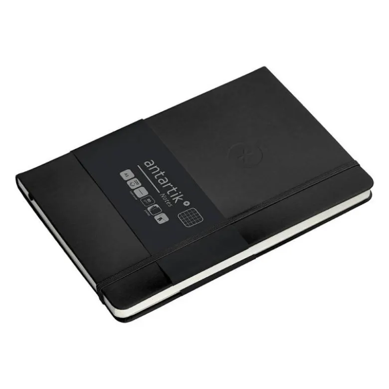 CUADERNO CON GOMILLA ANTARTIK NOTES TAPA DURA A5 HOJAS CUADRICULA NEGRO 100 HOJAS 80 GR FSC