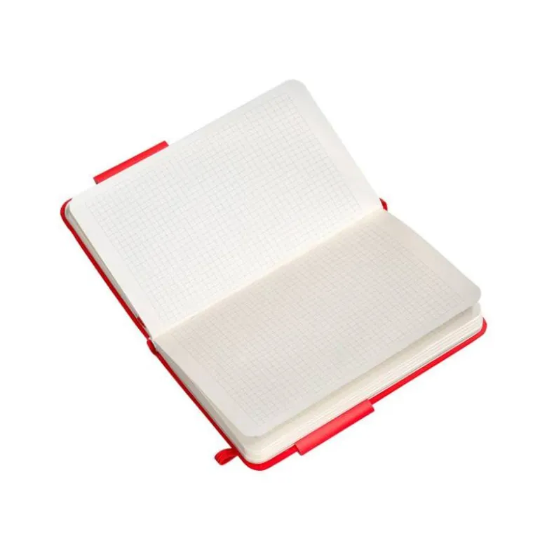 CUADERNO CON GOMILLA ANTARTIK NOTES TAPA DURA A6 HOJAS CUADRICULA ROJO 100 HOJAS 80 GR FSC