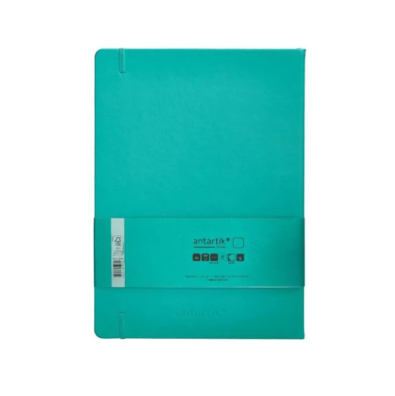 CUADERNO CON GOMILLA ANTARTIK NOTES TAPA DURA A4 HOJAS LISAS TURQUESA 100 HOJAS 80 GR FSC