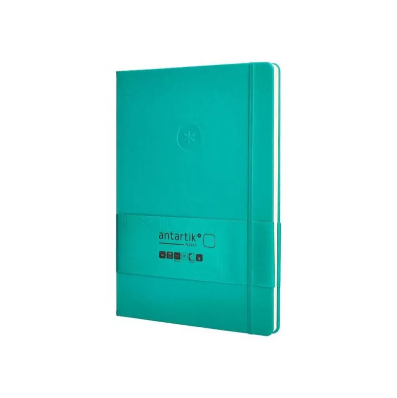 CUADERNO CON GOMILLA ANTARTIK NOTES TAPA DURA A4 HOJAS LISAS TURQUESA 100 HOJAS 80 GR FSC