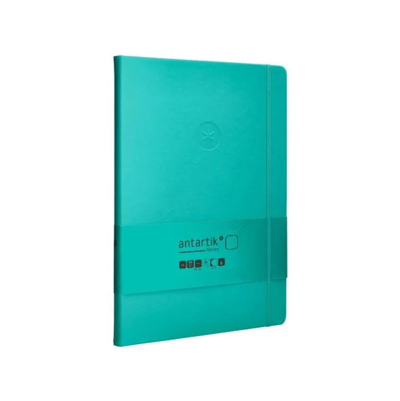 CUADERNO CON GOMILLA ANTARTIK NOTES TAPA DURA A4 HOJAS LISAS TURQUESA 100 HOJAS 80 GR FSC