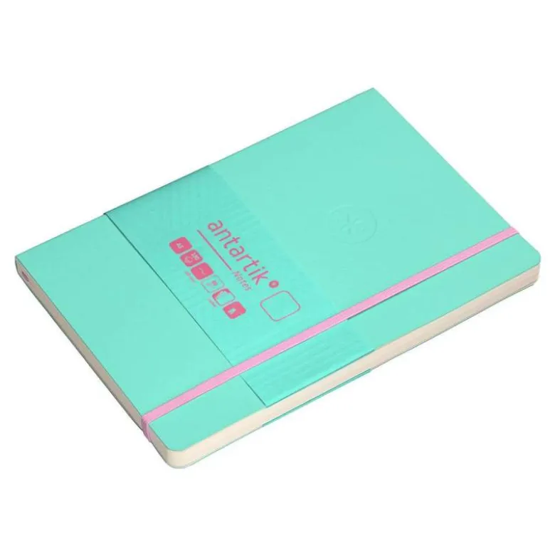 CUADERNO CON GOMILLA ANTARTIK NOTES TAPA BLANDA A5 HOJAS LISAS ROSA Y TURQUESA 80 HOJAS 80 GR FSC